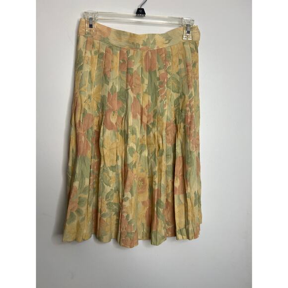 Vintage Concepts Floral Pleated Midi Skirt Women Sz 4 - Picture 8 of 14
